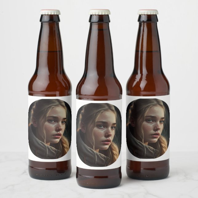 Circle girl beer bottle label (Bottles)