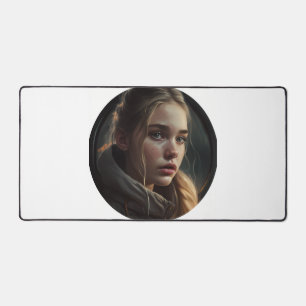 Circle girl desk mat