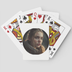 Circle girl playing cards