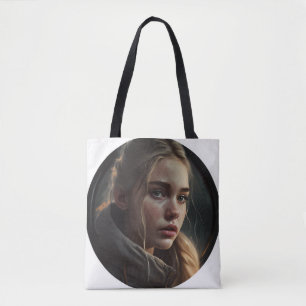 Circle girl tote bag
