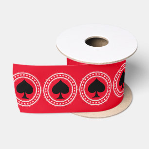 Circle Hearts Black Spade Thunder_Cove Satin Ribbon