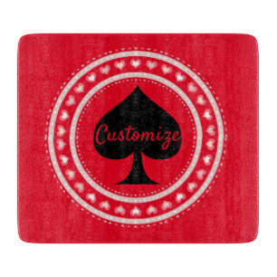 Circle Hearts Black Spades Thunder_Cove Cutting Board