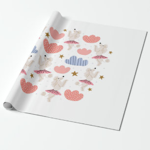Circle illustration with cute poodle dogs in cute wrapping paper