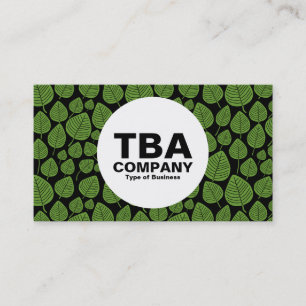 Circle - Leaves - Avocado Green on Black Business Card