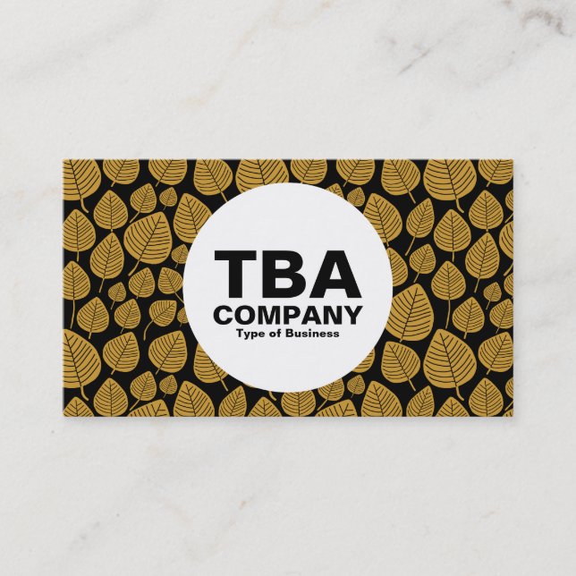 Circle - Leaves - Gold Brown on Black Business Card (Front)