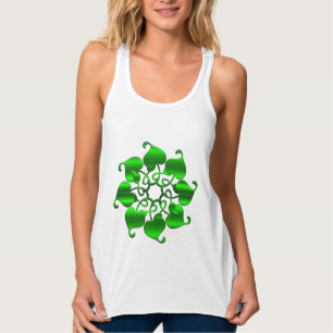 circle leaves green mandala singlet