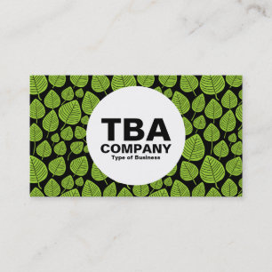 Circle - Leaves - Martian Green on Black Business Card