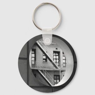 Circle & Lines Architecture Black and White Photo Key Ring