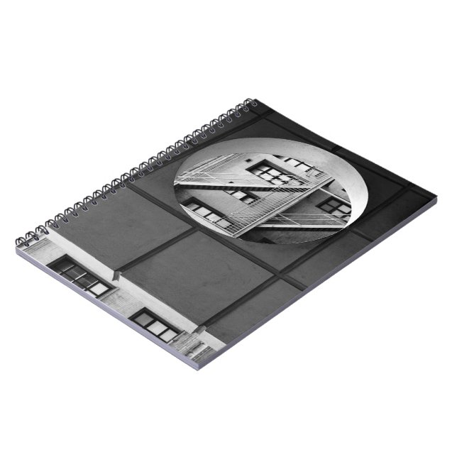 Circle & Lines Architecture Black and White Photo Spiral Notebook (Left Side)