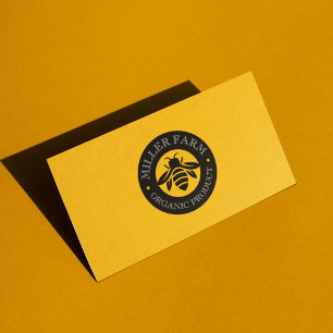 Circle Logo Beekeeper Apiary Bee Farm Yellow  Business Card
