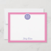Circle Monogram Initial Preppy Pink Purple