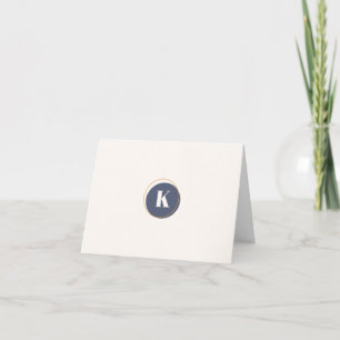 Circle Monogram Minimal Design in Navy and Cream Note Card