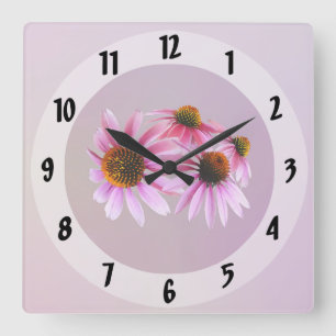 Circle of Coneflowers Square Wall Clock