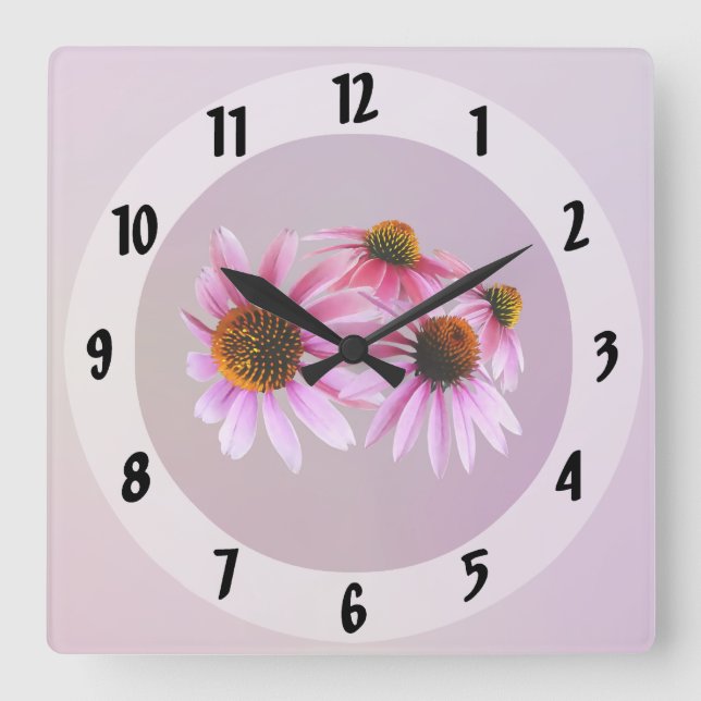 Circle of Coneflowers Square Wall Clock (Front)