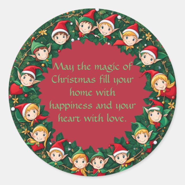 Circle of Elves Classic Round Sticker (Front)