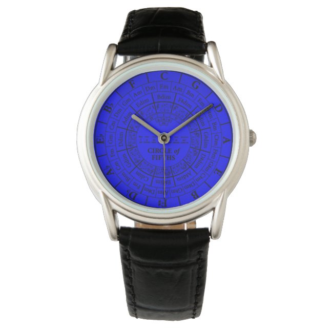 Circle of Fifths Blue Protector Leather Watch (Front)