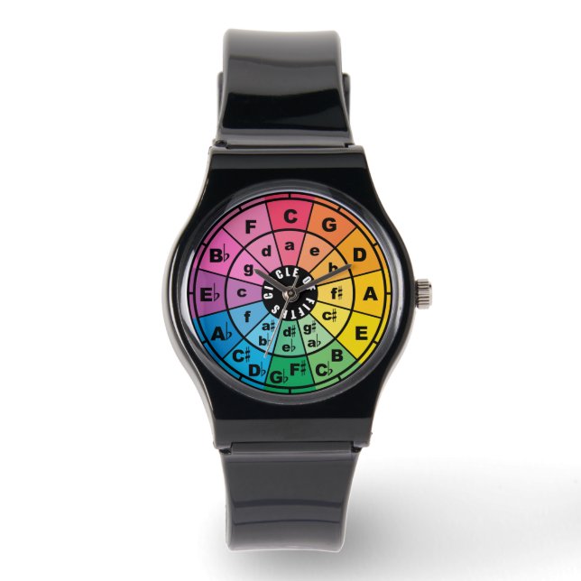 Circle of Fifths Music Theory Cheat Sheet Watch (Front)