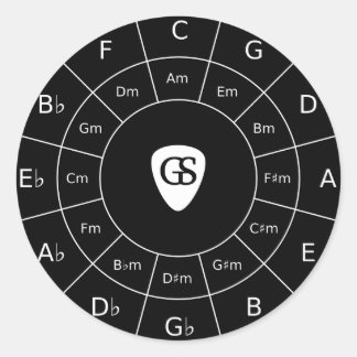 Circle Of Fifths - White Design for Musicians Classic Round Sticker