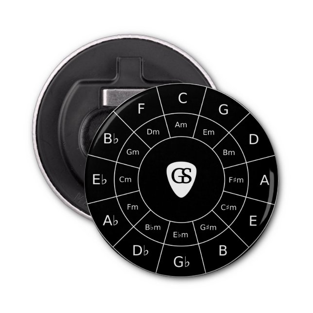 Circle Of Fifths - White Music Theory Graphic Bott Bottle Opener (Front)