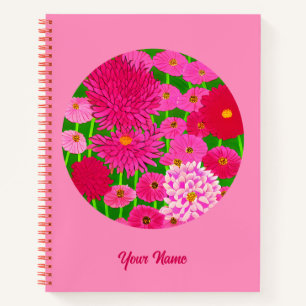 Circle of Flowers, Fuchsia Pink Chrysanthemums Notebook
