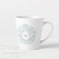 Circle of green leaves wedding gift monogram