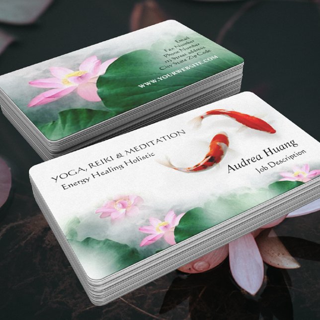Circle of Life Oriental Zen Feng Shui Koi & Lotus Business Card (Creator Uploaded)