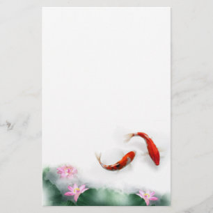 Circle of Life Oriental Zen Feng Shui Koi & Lotus Stationery