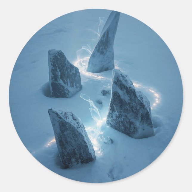 Circle of Light in the Snow Classic Round Sticker (Front)