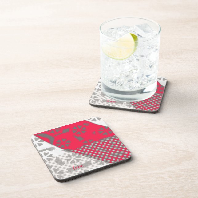 Circle of Love Heart Design-Tangerine Coaster (Right Side)