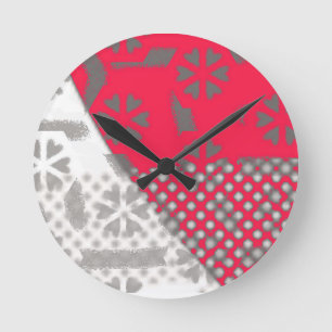 Circle of Love Heart Design-Tangerine Round Clock