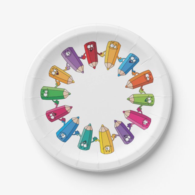 Circle Of Pencils Paper Plate (Front)