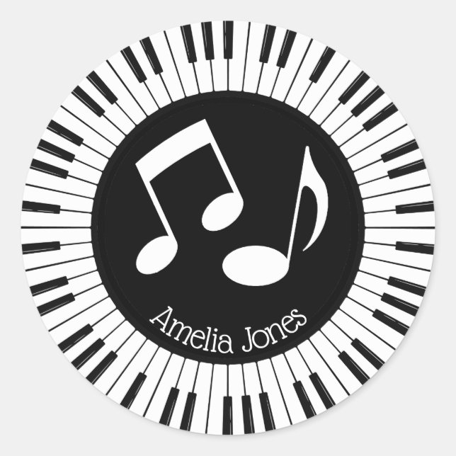 Circle of Piano Keys Design Classic Round Sticker (Front)