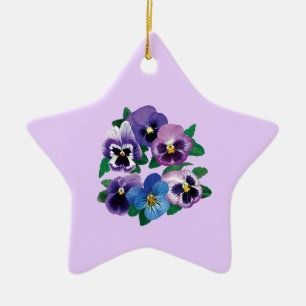 Circle of Purple Pansies Ceramic Tree Decoration