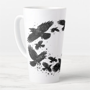 Circle of Ravens – Haunted Ink Illustration Latte Mug