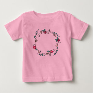 Circle of Rosebuds on Pink Tutu Baby T-Shirt