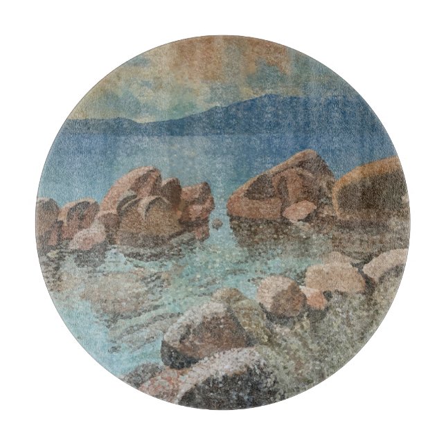 Circle of Stones Lake Tahoe Impressionism Cutting Board (Front)