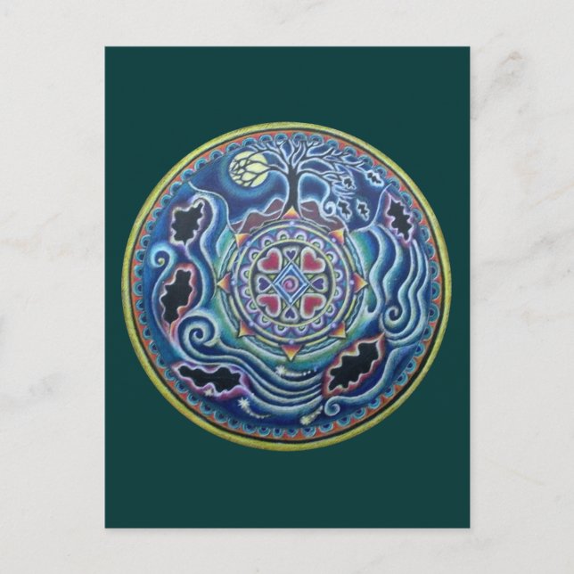 Circle of the Seasons- Fall Equinox Mandala Postcard (Front)