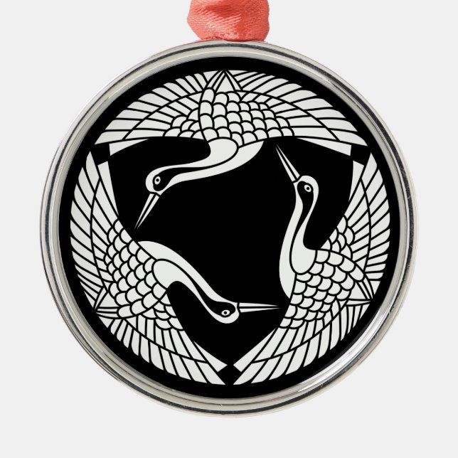 Circle of three cranes metal tree decoration (Front)