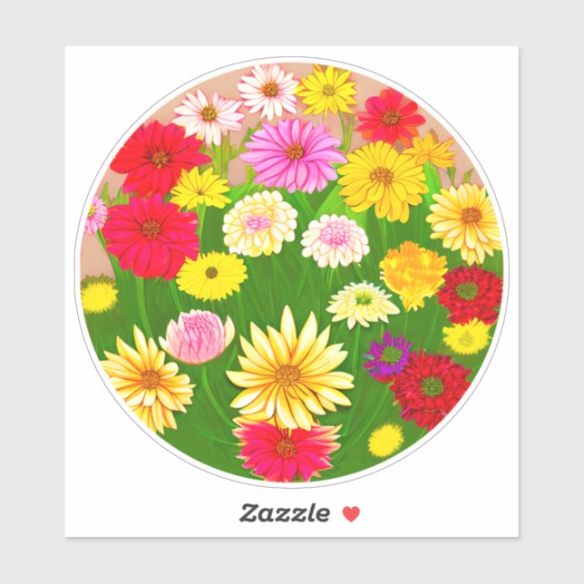 Circle of Wild Flowers, Red and Yellow   (Sheet)