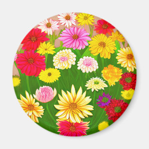 Circle of Wild Flowers, Red and Yellow Magnet