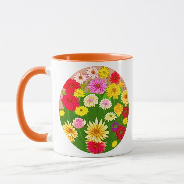 Circle of Wild Flowers, Red and Yellow   Mug (Left)