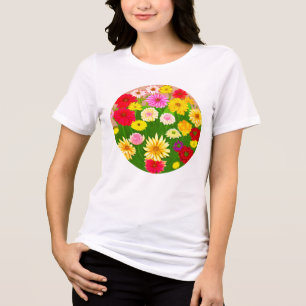 Circle of Wild Flowers, Red and Yellow Tri-Blend Shirt