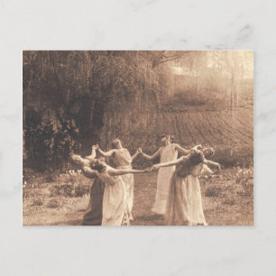 Circle Of Witches Vintage Women Dancing Postcard