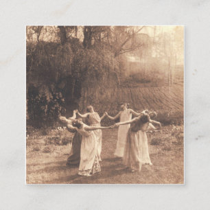 Circle Of Witches Vintage Women Dancing Square Business Card