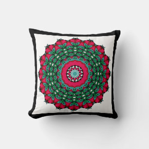 Circle ornamental abstract mandala decoration prin cushion