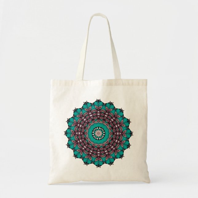 Circle ornamental abstract mandala decoration prin tote bag (Front)