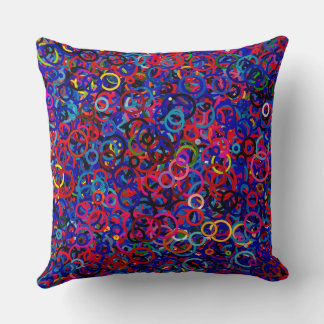 Circle Party- Blue Mixed Colors Dark Cushion