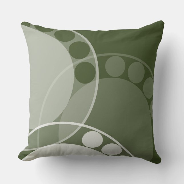 Circle Pattern - Abstract Fern Frond - Green Cushion (Front)