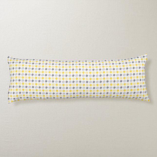 Circle Pattern Yellow & Grey Body Pillow (Back)