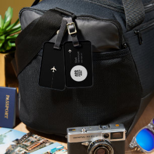 Circle Photo Black  Luggage Tag